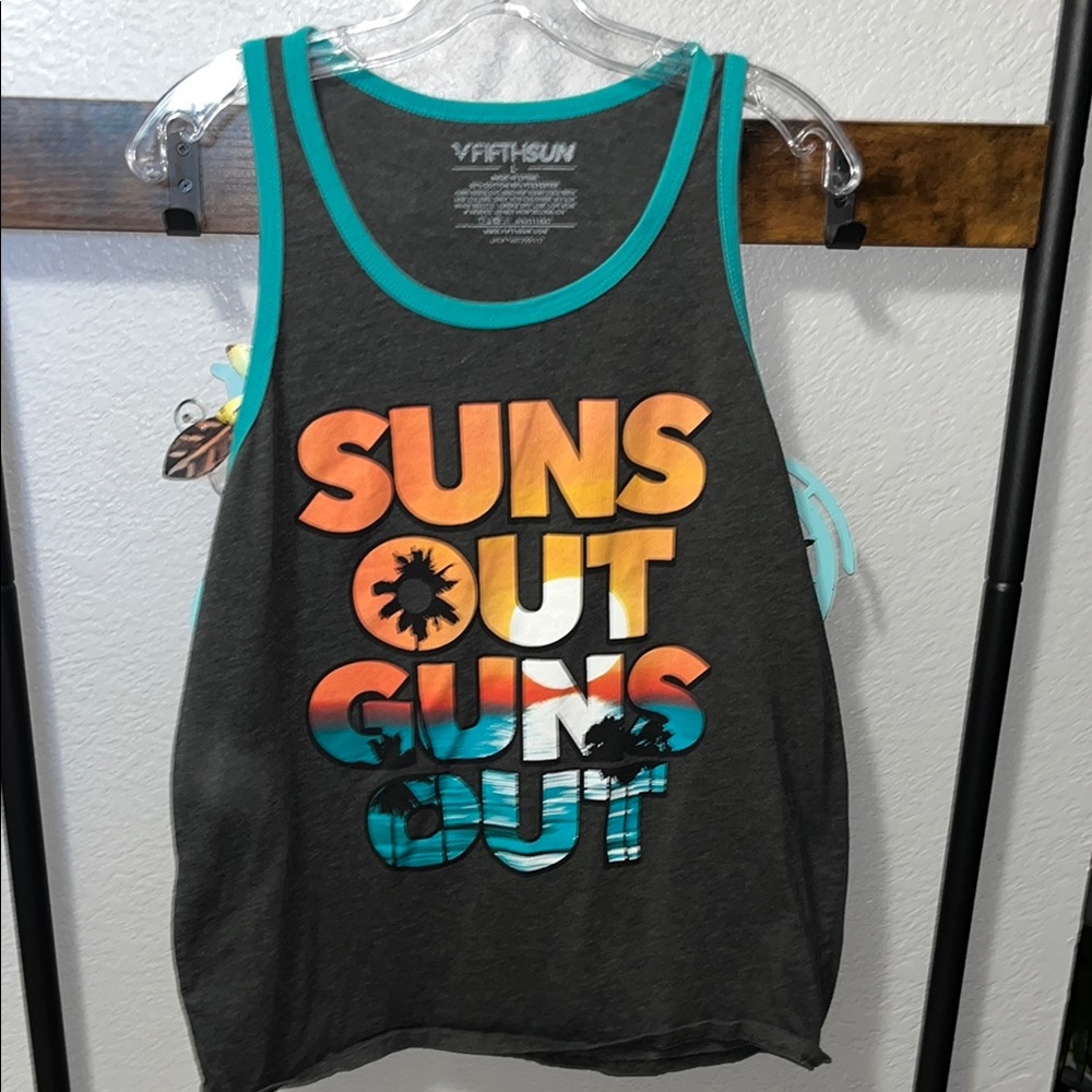 Gray Tank Top with Colorful Print